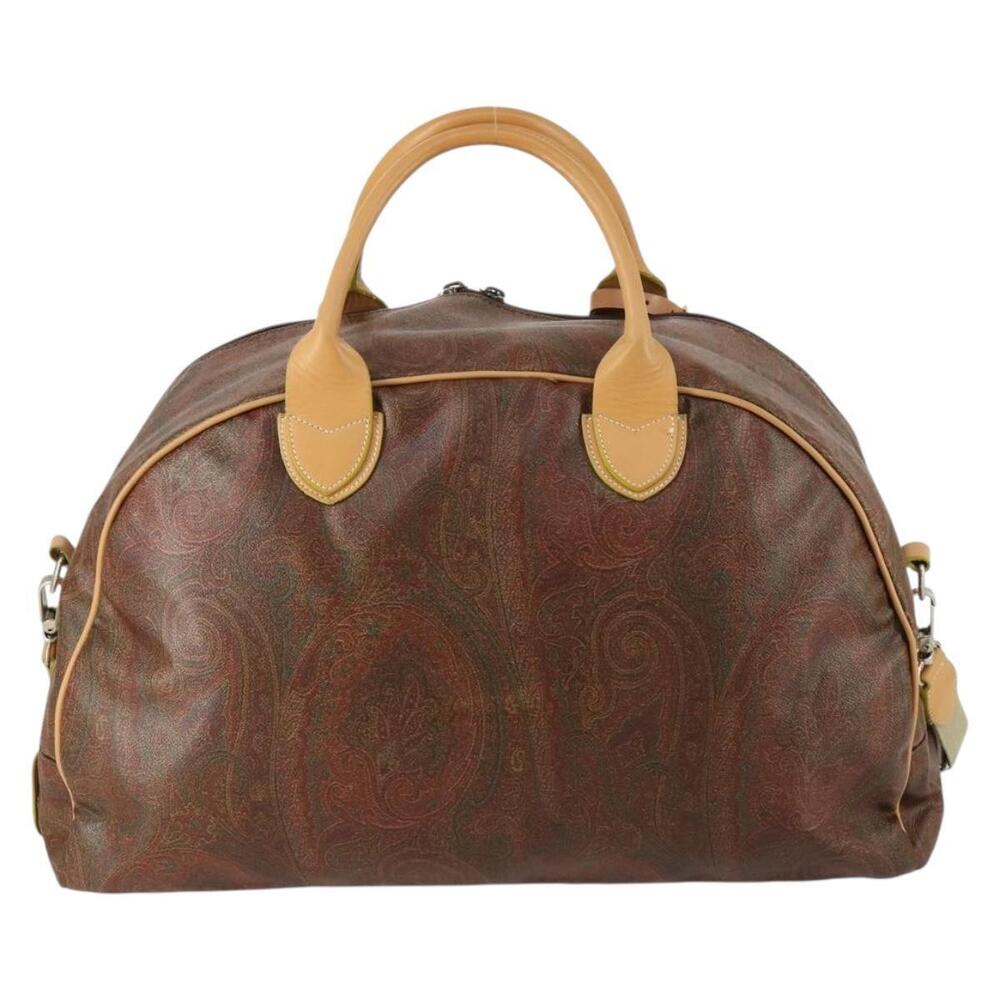 ETRO Paisley Boston Bag PVC 2way Bordeaux Gold Auth am10241 - Picture 2 of 16